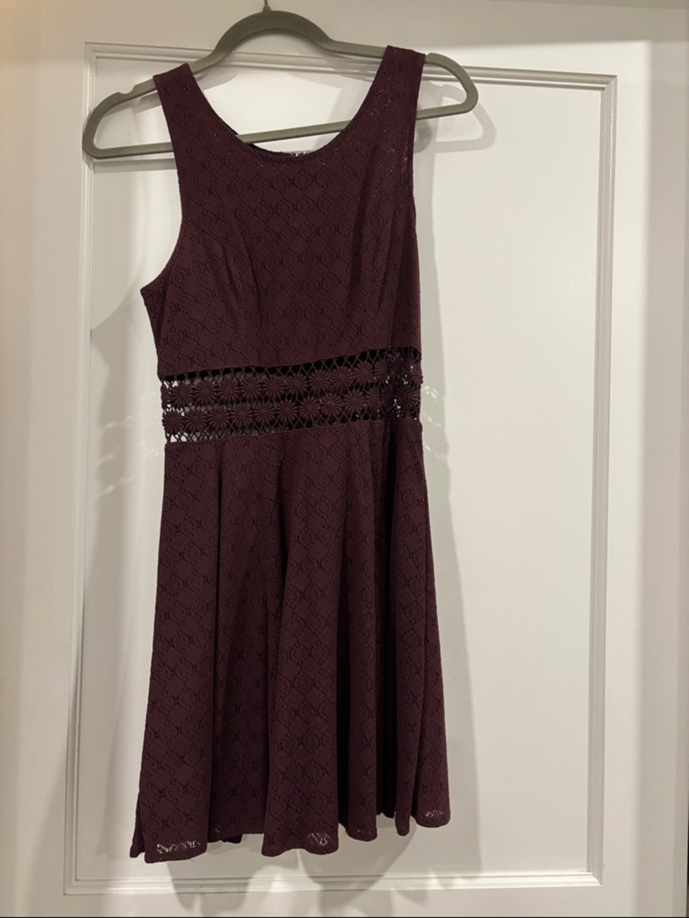 Free People Plum Lace Fit-and-Flare Mini Dress